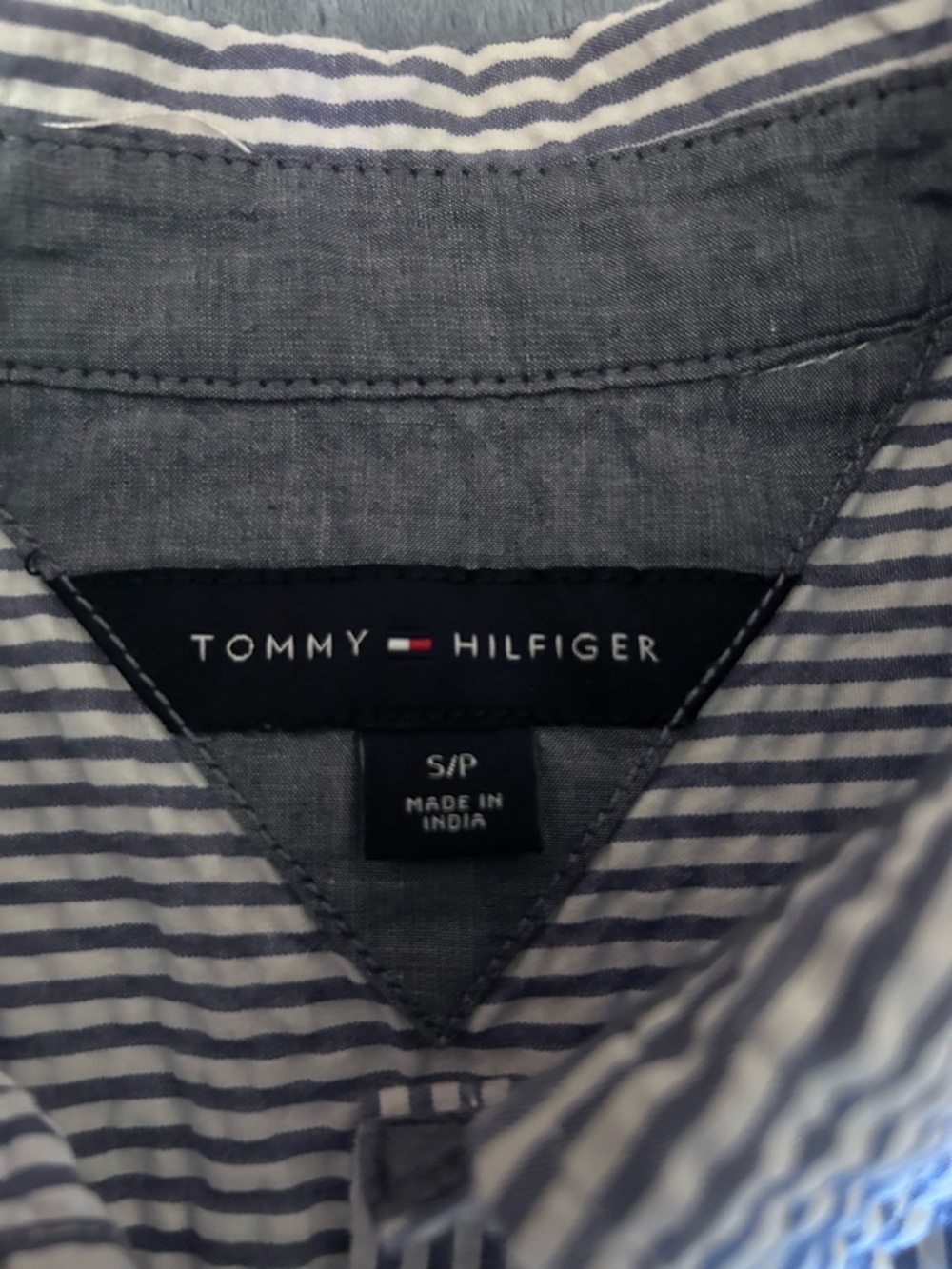 Tommy Hilfiger Blue & White Striped Seersucker Button-Down Shirt - Picture 5 of 6
